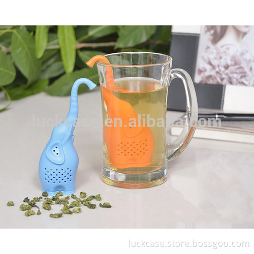 Factory Supplies BPA Free Creative Cartoon Elephant Shape Silicone Tea Strainer /Infuser/Filter